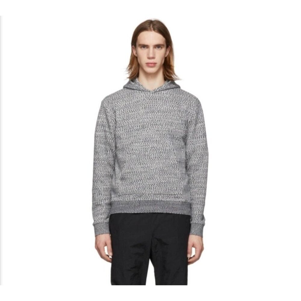 John Elliott Glitch Hoodie Knit Gray Kangaroo Pocket Size 2 100% Cotton Designer